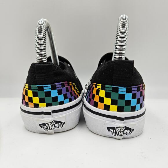 Vans Asher Slip-On Rainbow Checkerboard Unisex Kids Shoes | Youth Size 4 - Picture 6 of 9